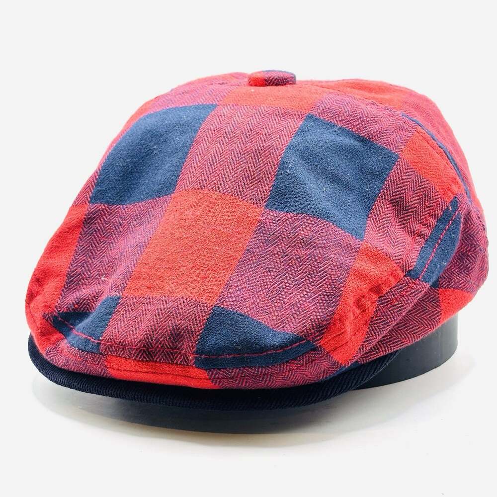 Cremieux Collection Red Buffalo Plaid Flat Cap Ivy Hat L/XL